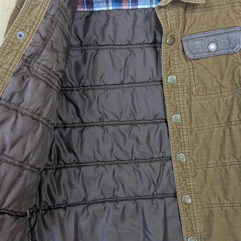 Gymboree Shirt Jacket Boy Large 10-12 Brown Quilted Corduroy Lined Elbow Patches